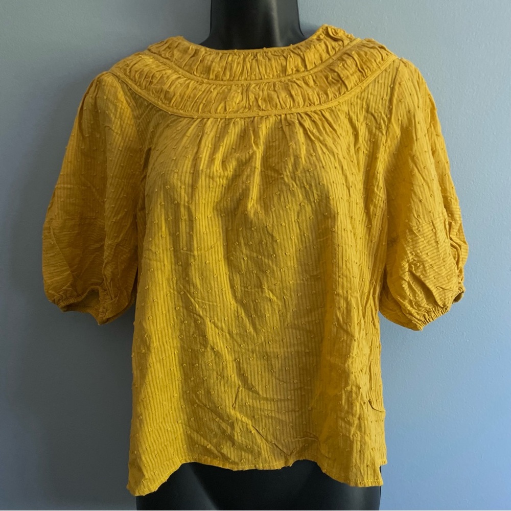 ANTHROPOLOGIE Dolan textured puff 3/4 sleeve top - Picture 4 of 8